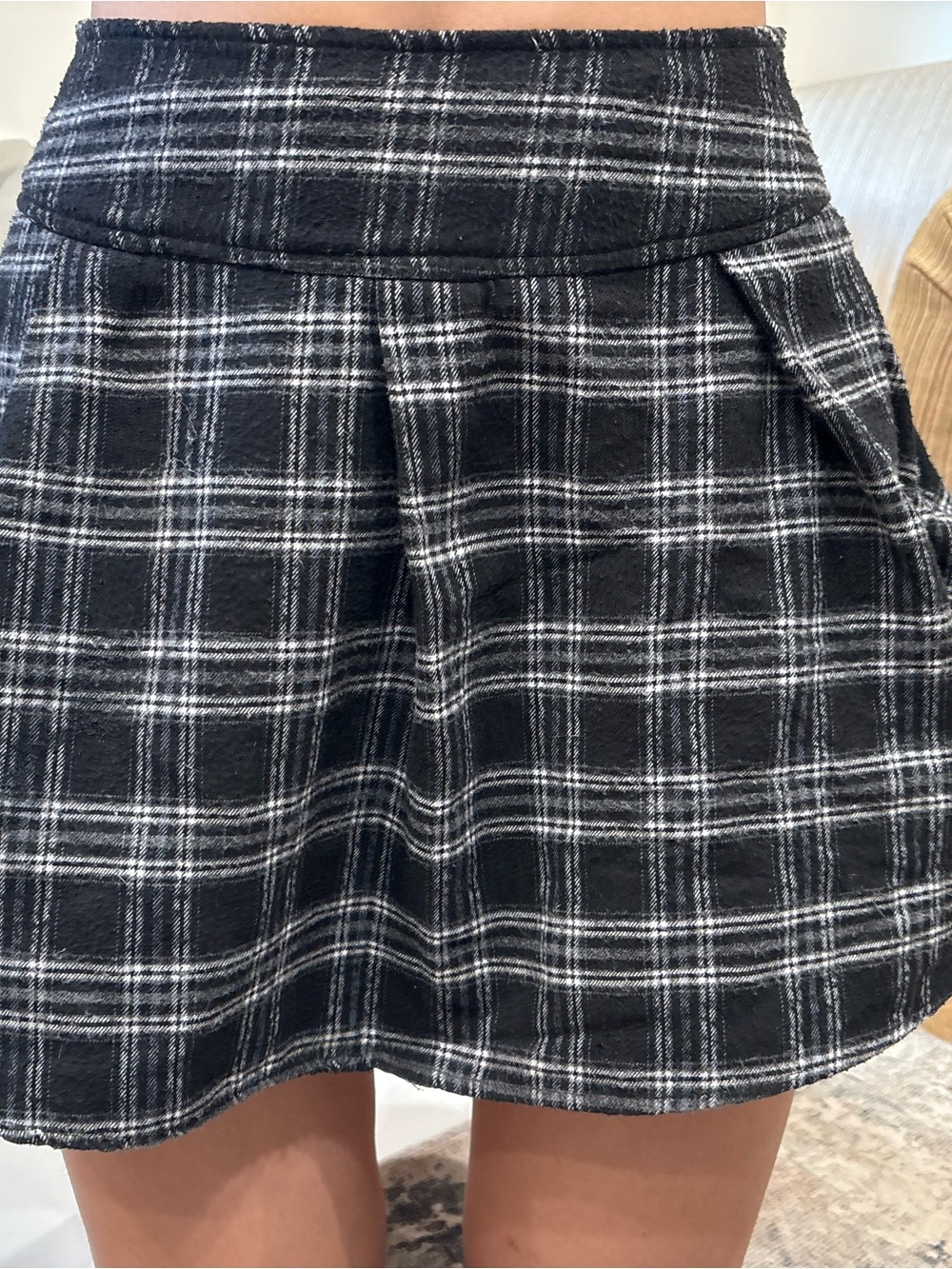 Black & White Plaid Circle Skirt